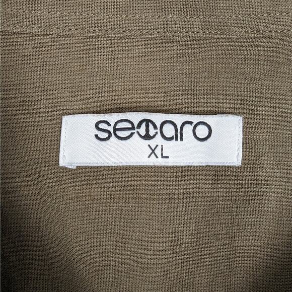 Semaro Olive Green Button Down‎ Cotton Linen Blend Blouse Size XL - Picture 6 of 8